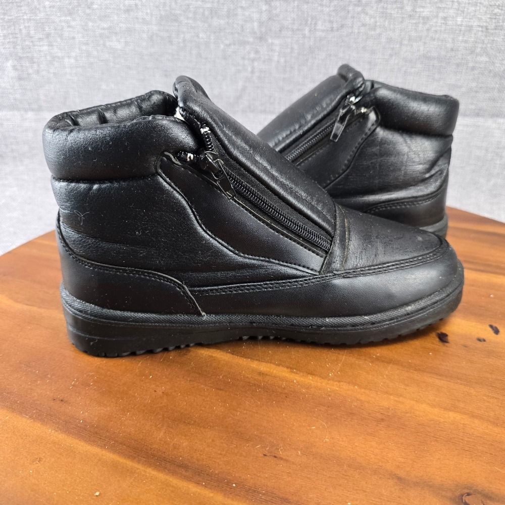 Womens Black PVC Upper Winter Boots Zip Up Ankle Booties Shoes size 8 - Picture 8 of 14